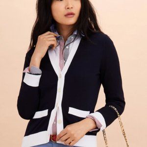 Brooks Brother Contrast Trim Navy Cardigan